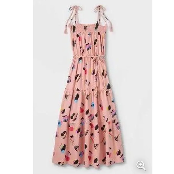 NWT Peachy Pink Geometric Pride Abstract Flags Print Flowy Maxi Dress - Picture 9 of 10